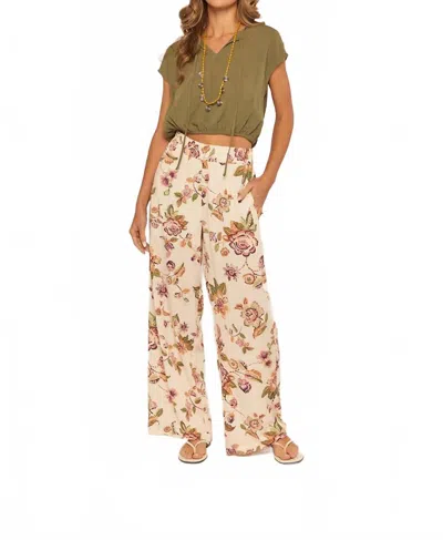 Kylie Paige Bettina Lightweight Pull-on Rayon Pants In Floral In Purple