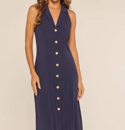Kylie Paige Button Up Dress In Navy In Blue