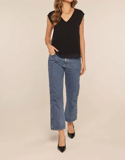 Kylie Paige Chelsi Chiffon Barbie V-neck Tank Top - Plus In Black