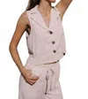 Kylie Paige Kyla Linen Sleeveless Vest In Khaki In Pink