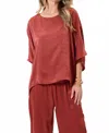 Kylie Paige Lindsay Pullover Tunic Top In Nutmeg