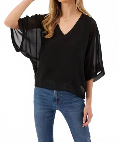 Kylie Paige Opal Sheer Chiffon Top In Black
