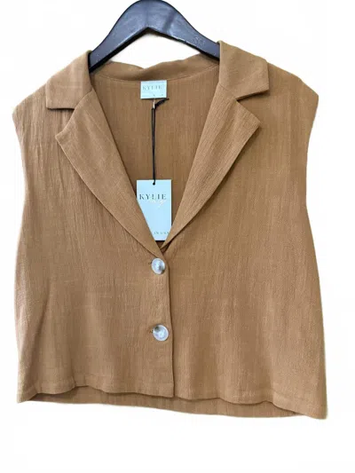Kylie Paige Women's Chai Button Down Vest In Maple In Brown