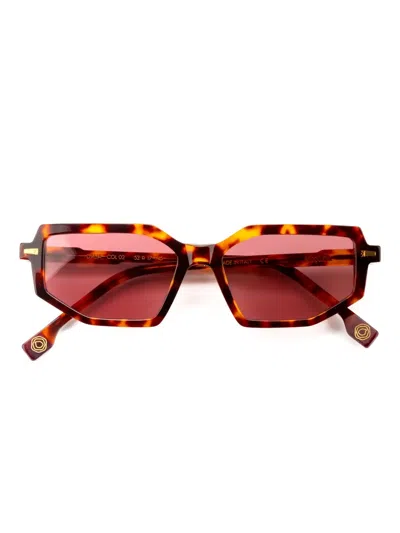 Kyme Dalia Geometric-frame Sunglasses In Brown