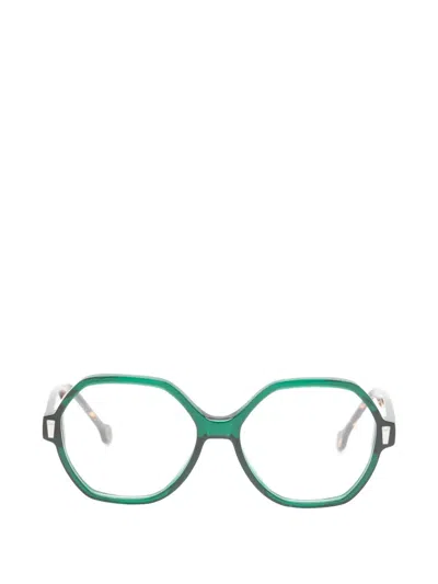 Kyme Egilda Geometric-frame Glasses In Green