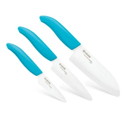 Kyocera Advanced Ceramics 3 Piece Revolution Series Knife Set In Blue