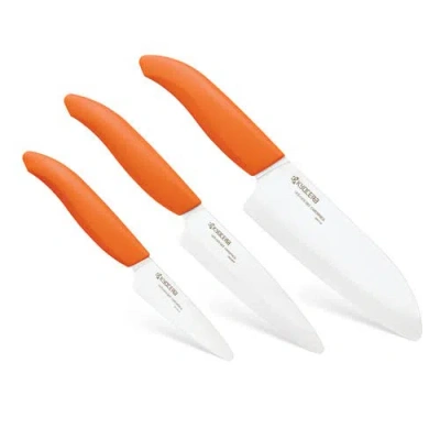 Kyocera Advanced Ceramics 3 Piece Revolution Series Knife Set In Orange