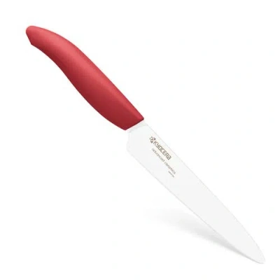 Kyocera Revolution Ceramic 5 Inch Micro Serrated Tomato Knife, Red