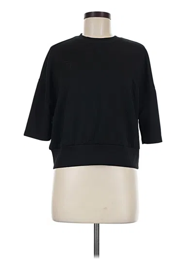 Pre-owned Kyodan 3/4 Sleeve Top Black Crew Neck Tops