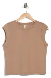 Kyodan Cap Sleeve Scuba Top In Warm Taupe