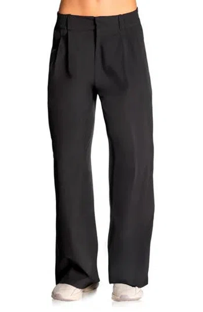 Kyodan Four-way Stretch Woven Wide Leg Pants In Black