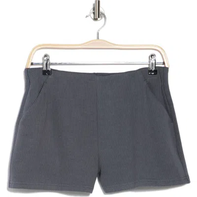 Kyodan High Waist Wide Rib Shorts In Charcoal Grey