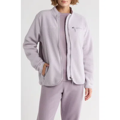 Kyodan Mock Collar Faux Shearling Jacket In Gray