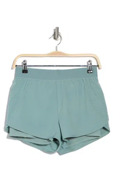 Kyodan Perforated Side Two-in-one Running Shorts In Soft Sage
