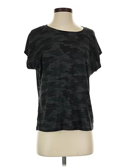 Pre-owned Kyodan Short Sleeve Top Black Camo Pattern Scoop Neck Tops