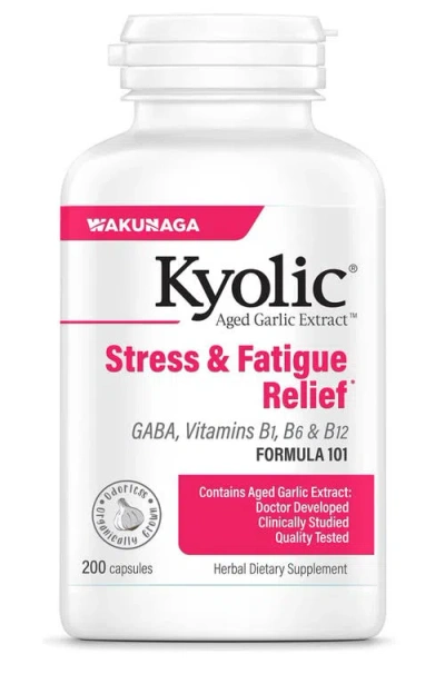 Kyolic Aged Garlic Extract Formula 101, Stress And Fatigue Relief, 200 Ct Capsules.
