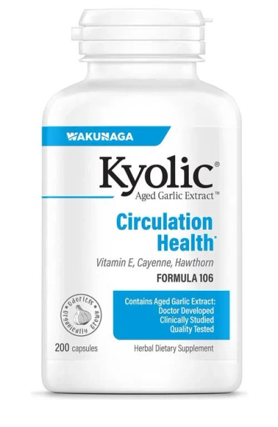 Kyolic Aged Garlic Extract Formula 106, Circulation Health, Capsules 200 Count