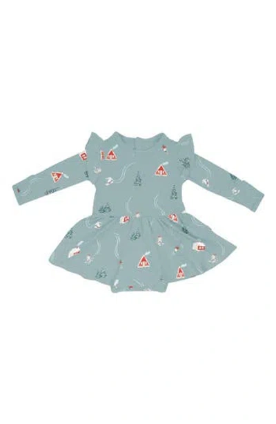 Kyte Baby Alpine Village Long Sleeve Skirted Bodysuit In Silver