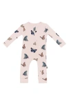 Kyte Baby Blush Butterfly Zip-up Romper In Pink