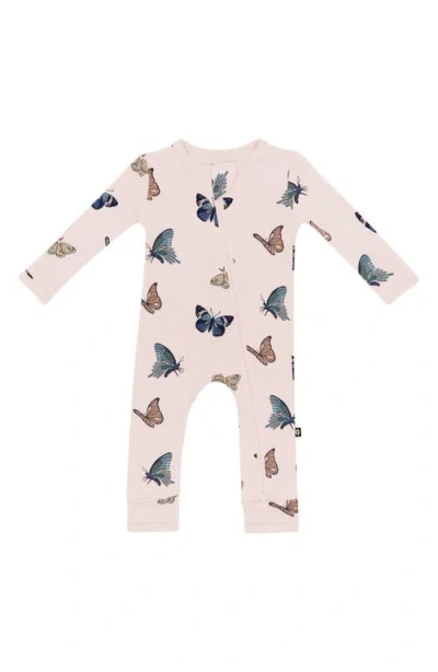 Kyte Baby Blush Butterfly Zip-up Romper In Pink