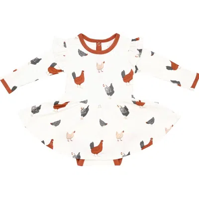 Kyte Baby Chick Twirl Long Sleeve Skirted Bodysuit In Multi