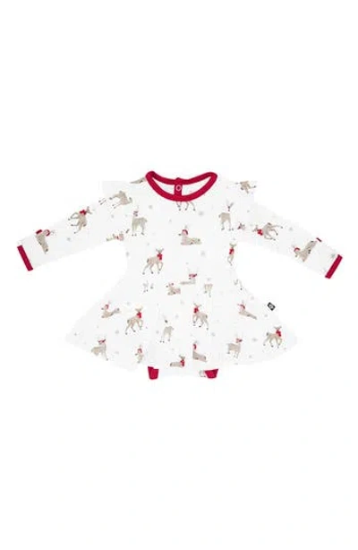 Kyte Baby Cloud Deer Long Sleeve Skirted Bodysuit In White