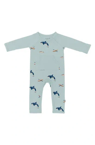 Kyte Baby Coastline Print Longall Romper In Blue