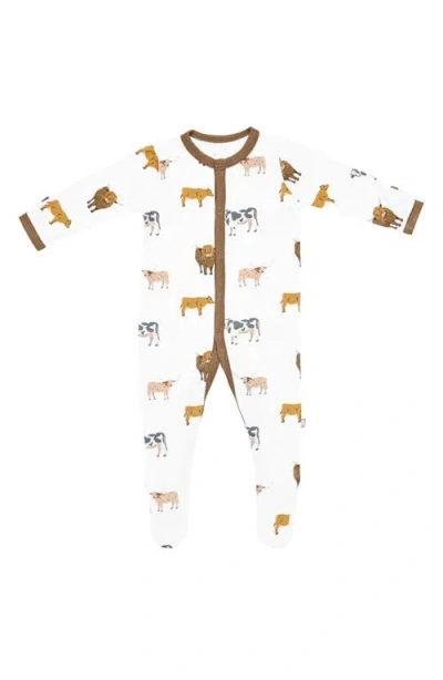 Kyte Baby Farm Print Snap Front Footie In White
