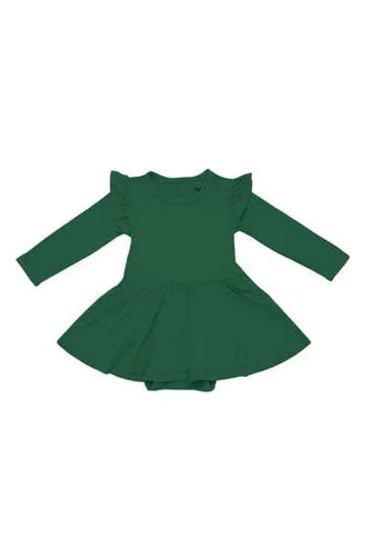 Kyte Baby Forest Twirl Long Sleeve Skirted Bodysuit In Green