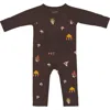 Kyte Baby Fungi Print Longall Romper In Brown
