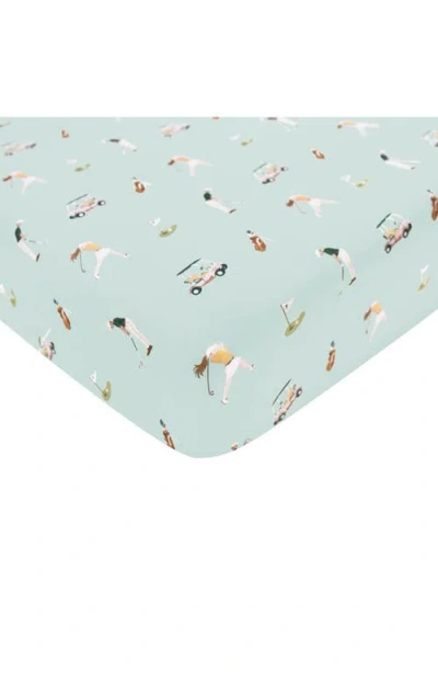 Kyte Baby Golf Print Jersey Crib Sheet In Blue
