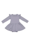 Kyte Baby Haze Twirl Long Sleeve Skirted Bodysuit In Gray
