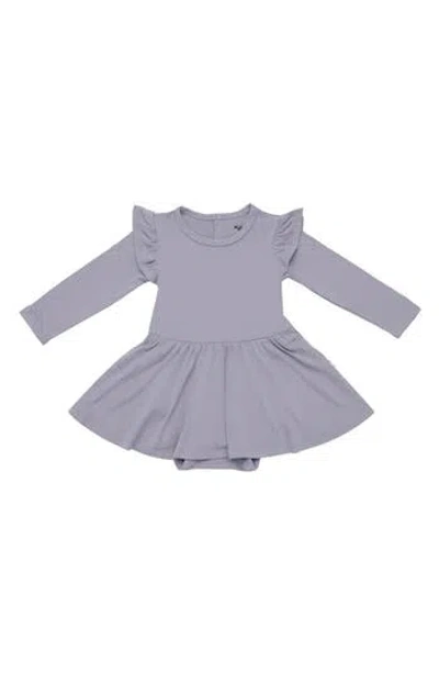Kyte Baby Haze Twirl Long Sleeve Skirted Bodysuit In Gray