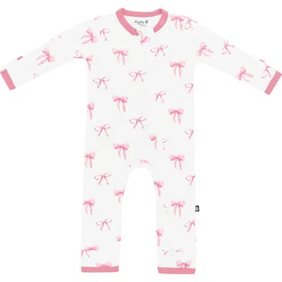 Kyte Baby Kids' Bow Zip-up Romper In White