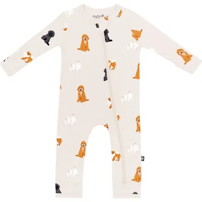 Kyte Baby Kids' Dog Print Zip-up Romper In White