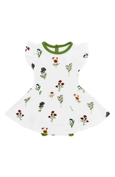 Kyte Baby Kids' Wildflower Skirted Bodysuit In White