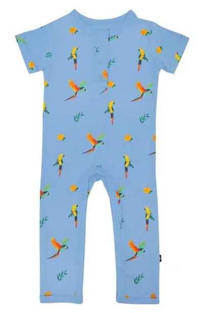 Kyte Baby Macaw Short Sleeve Romper In Blue