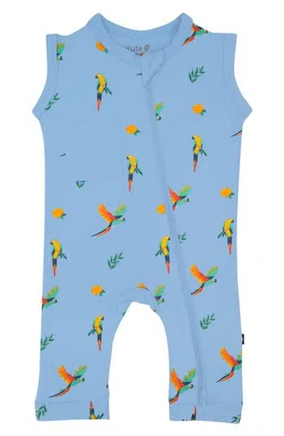 Kyte Baby Macaw Zip Romper In Blue