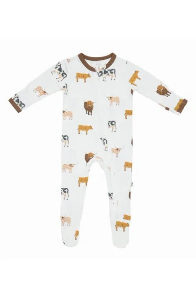 Kyte Baby Print Zip-up Footie In White