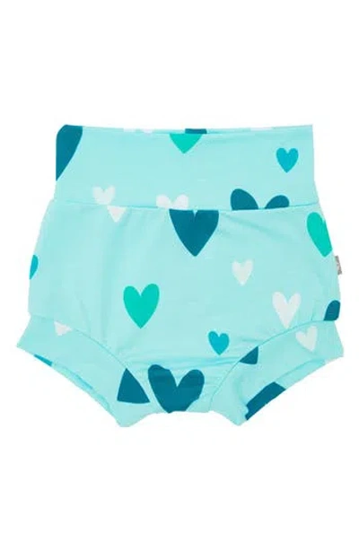 Kyte Baby Robin Hearts Bummies Shorts In Green