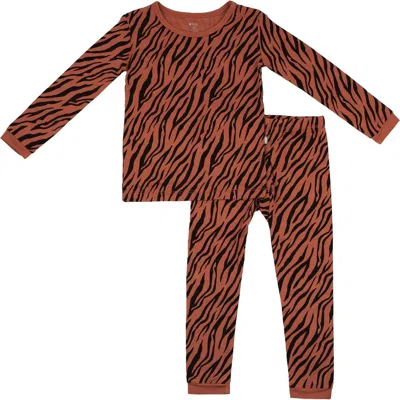 Kyte Baby Rust Tiger Fitted Two-piece Pajamas In Brown