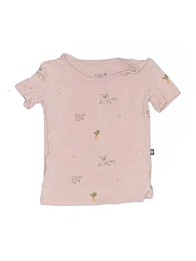 Pre-owned Kyte Baby Kids' Short Sleeve Top Pink Stars Pattern Crew Neck Tops