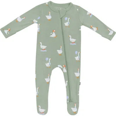 Kyte Baby Silly Goose Zip-up Footie In Green