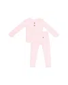 Kyte Baby Unisex Ribbed Henley Top & Pants Set - Baby In Pink