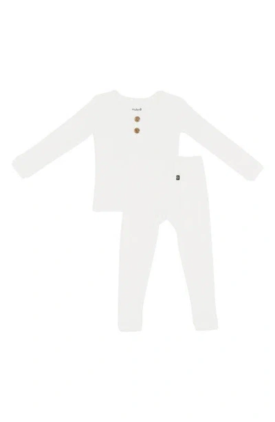 Kyte Baby Kids' Henley Long Sleeve Rib Pajamas In Cloud