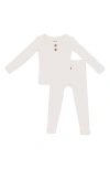 KYTE BABY KIDS' RIB HENLEY FITTED TWO-PIECE PAJAMAS