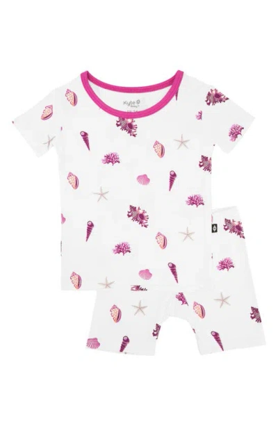 Kyte Baby Kids' Sea Shell Print 2-piece Short Sleeve Pajama Set In Raspberry Shell