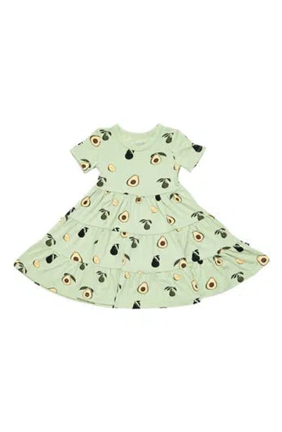 Kyte Baby Kids' Avocado Short Sleeve Tiered Dress