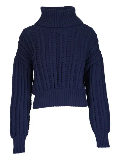 Kz_k Studio Kusari Roll-neck Knitwear Sweatshirt In Blue