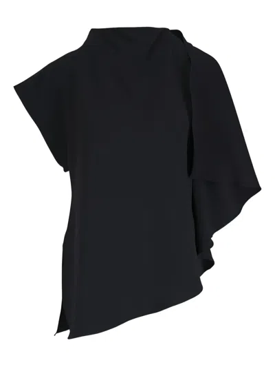 Kz_k Studio Ruffled Zip-fastening Blouse In Black